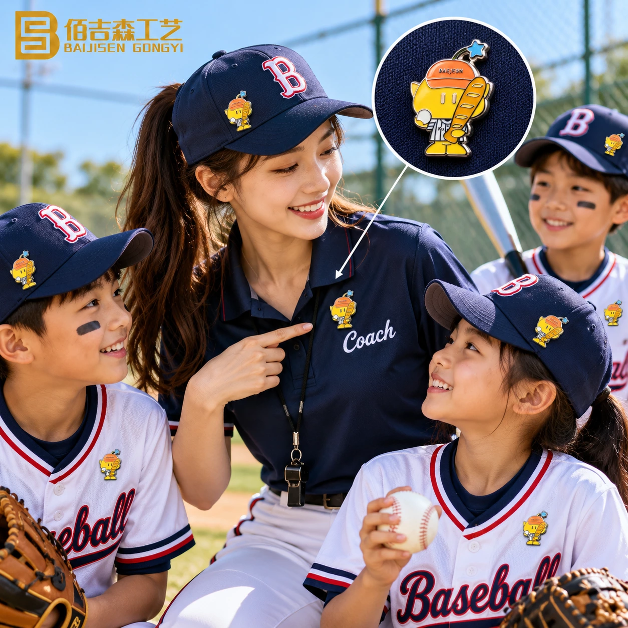 Coaches, players wear baseball pins
